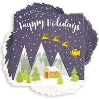 Blue Panda Christmas Paper Napkins (100 Count) 6.5 Inches