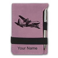 Mini Notepad, Cargo Airplane, Personalized Engraving Included (Pink)