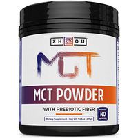 Zhou Nutrition Mct Oil Powder With Prebiotic Acacia Fiber - Zero Net Carbs - Keto Friendly Fat & Fiber SOURCE for Sustained Energy, & Gut Health - Easy To Digest - for Coffee, Smoothies & More!