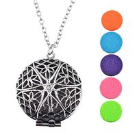 FanSi Tree of Life Aromatherapy Essential Oil Diffuser Necklace with 5 Refill Pads