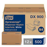 Tork DX900 Advanced Xpressnap Dispenser Napkin, Interfold, 1-Ply, 8.5" Length x 13.0" Width, White (Case of 12 Packs, 500 per Pack, 6,000 Napkins)