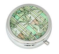 WuCong Green Bamboo Custom Fashion Design Glass Round Pill Case Western Medicine Tablet Holder Decorative Box