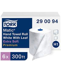Tork 290094 Premium Extra Soft Matic Paper Hand Towel Roll, 1-Ply, 7.7" Width x 300' Length, White (Case of 6 Rolls, 450 per Roll, 2,700 Feet)