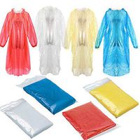 SOthread(TM) 10 Pcs Disposable Adult Emergency Waterproof Rain Coat Poncho Hiking Camping Portable Long Plastic Raincoat with Hood for Adult (10 Pcs)