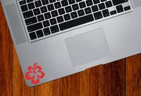 Hibiscus Flower - Design 1 - Trackpad/Keyboard - Vinyl Decal (2" w x 2" h) (Color Variations Available) (RED)