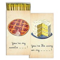 HomArt Large Decorative Sweet Things Candle and Fireplace Wood Matches (Set of 10)