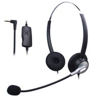 Wantek Dual Ear Call Center Telephone Headset with Mic + Volume Mute Controls for Cisco Linksys SPA 303 504G 508G 942 Grandstream Polycom Panasonic AT&T TL88002 with 2.5mm Headphone Jack(H120S04J25)