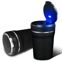 COOL·CAR Car Ashtray, Easy Clean Up Detachable Car Ashtray with Lid Blue Led Light and Removable Ceramic liner for Most Car Cup Holder (Silver)