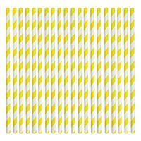 Rink Drink Biodegradable Paper Drinking Party Wedding Celebration Straws - Yellow and White - Party Wedding Celebration Pack of 100