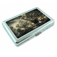 Ship Boat Wreckage Em1 Hip Silver Cigarette Case Id Holder Metal Wallet 4" X 2.75" RFID Protection