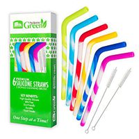 NuRome Silicone Reusable Drinking Straws Set of 6 for Drinking, Compatible w/30 oz Tumblr/Yeti/Rtic | Eco-Friendly & Food Grade | w/Cleaning Brush by NuRome Green