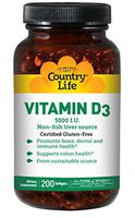 Country Life - Vitamin D3, Non-Fish 5000 IU - 200 Softgels