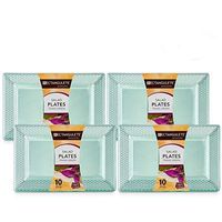 Rectangulete Hexagons Translucent Green Hard Plastic Elegant Disposable 10 Inch Rectangle Dinner Party Plates 10 Pack Trans Green Pack of 4