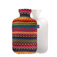 YUN Peru Style Woven Pattern Coat PVC Filling Water Hot Water Bottle Hand Warmers (Color : Pink)
