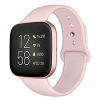 Kmasic Sport Band Compatible with Fitbit Versa/Fitbit Versa 2/Fitbit Versa Lite Edition, Soft Silicone Strap Replacement Wristband Versa Smart Fitness Watch, Large, Sand Pink