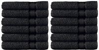 COTTON CRAFT - 12 Pack - Ultra Soft Extra Large Wash Cloths 12x12 Black - 100% Pure Ringspun Cotton - Luxurious Rayon Trim - Ideal for Daily Use - Each Towel Weighs 2 Ounces