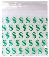 PLASTIC ZIPLOCK BAGGIES 200-1" x 1" Dollar Sign Small