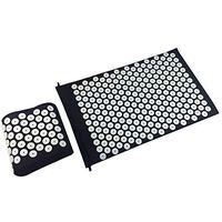 Acupressure Mat and Pillow Massage Set for Chronic Back and Neck Pain Relief Full Body Massager Yoga Acupuncture Mat Cushion,Black