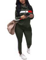 Women's 2 Piece Tracksuit Set Cowl Neck Sweatshirt and Sweatpants Joggers Outfit Sweatsuit Army Green XX-Large