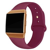 NAHAI Compatible Fit bit Ionic Bands, Soft Silicone Replacement Strap Accessory Breathable Wristbands for Fit bit Ionic Smart Watch, Large Small (Wine Red with Rose Button, Small(5.8''-7.9''))