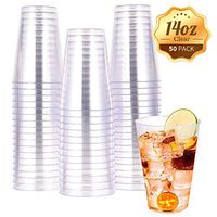 14 OZ Clear Plastic Cups, Heavy-duty Party Glasses, Disposable plastic cups for wedding Cocktails Tumblers(50 Count)