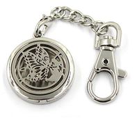 Aromatherapy Essential Oil Diffuser Perfume Floating Charm Magnetic Closure Locket Pendant Key Ring Keychain with Clip Hook Hung on Handbag Backpack Comes with 6 Color Refill Pads (Butterfly)