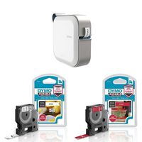 DYMO MobileLabeler Label Maker (1982171) + 2 White & Red rolls of Dymo D1 Durable Labeling Tape