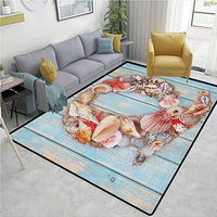 YucouHome Letter Q Striped Area Rug Mat, Letter Q Various Nautical Animals Ocean Inspired Tropical Colors, Durable Carpet Area Rug - Living Dinning Room Bedroom Rugs and Carpets(3'x 5')