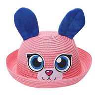 Meidexian888 Rabbit Sun Protection Hats, Kids Baby Hat Cap Children Breathable Cartoon Hat Ears Straw (Pink)