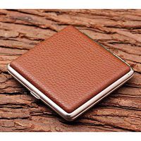 Lcxligang Leather Nickle-Plated Metal Cigarette Herbal Cigarette Cigar Tobacco Carrying Stash Storage Case (Color : Brown)