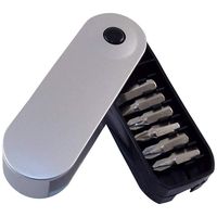 Multi-bit Screwdriver Pocket Tool, 10 Pc, Belt Clip - Silver.