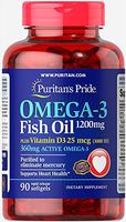 Puritan's Pride Omega 3 Fish Oil 1200 mg Plus Vitamin D3 1000 IU-90 Softgels