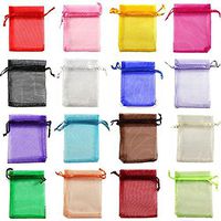 Xinqueen 24 Pcs 3.5x4 Inches Assorted Color Sheer Drawstring Organza Pouches Candy Wedding Xmas Favor Party Gift Bags