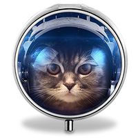 IMLONE Pill Organizer, Customized Cat Astronaut Pill Boxes with 3 Components for Purse