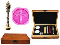 MNYR Jesus Cross Church Luxury Wood Box Silver Metal Peacock Wedding Invitations Gift Cards Paper Stationary Envelope Seal Custom Logo Wax Seal Sealing Stamp Wax Sticks Melting Spoon Wood Gift Box Kit