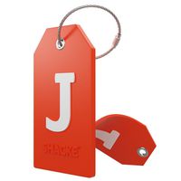 Initial Luggage Tag with Full Privacy Cover and Stainless Steel Loop - (Letter J)