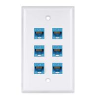 Ethernet Wall Plate 6 Port - BUPLDET CAT6 RJ45 Keystone Female to Female Faceplate