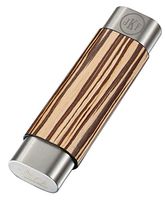Personalized Visol Ryland Zebrawood & Stainless Steel Cigar Case - Free Engraving (Roman Monogram)