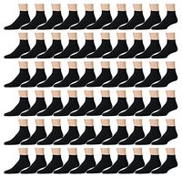Wholesale Bulk Cotton Diabetic Crew And Ankle Socks, Loose Fit Top Non-Binding Medical Socks (60 Pack Black Ankle, Women (9-11))