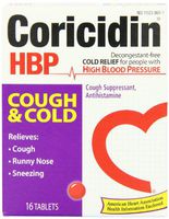Coricidin Hbp Antihistamine Cough & Cold Suppressant Tablets, 16 Count