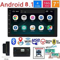 WZTO Double Din Car GPS Navigation Stereo, 7 inch Quad-Core Android 8.1 Touch Screen in Dash Navigation Car Radio Video Player with Bluetooth GPS WiFi Mirror Link Multimedia(1G RAM+16G ROM)