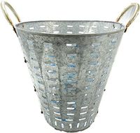 R & W 19-3/4" Tall Galvanized Metal Olive Bucket with Handles