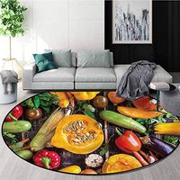 RUGSMAT Harvest Round Area Rug,Fresh Vegetables Table Non Slip Rug Diameter-47