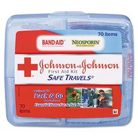 Johnson&Johnson 8274 Portable Travel First Aid Kit, 70-Pieces, Plastic Case