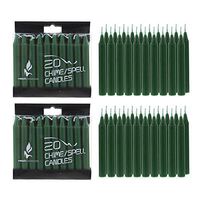 Mega Candles 40 pcs Unscented Green Mini Taper Candle, 4 Inch Tall x 1/2 Inch Diameter, Great for Casting Chimes, Rituals, Spells, Vigil, Witchcraft, Wiccan Supplies, Wax Play & More