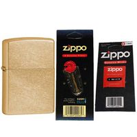 Zippo 207G Classic Gold Dust Windproof Pocket Lighter with One Flint Card and One Wick Card