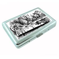 Perfection In Style Silver Cigarette Case Metal Wallet Alice in Wonderland Design D007