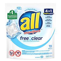 All Mighty Pacs Laundry Detergent, Free Clear For Sensitive Skin Pouch, 19 Count