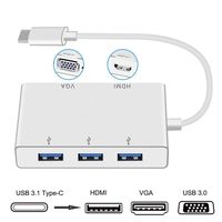 USB Type C to HDMI Adapter,USB Type C to HDMI/VGA/3xUSB 3.0 Multi-port Hub Adapter (Thunderbolt 3 Compatible),4K HDMIMultiport Adapter For Macbook,Chromebook Pixel, iPad Pro/MacBook Air 2018, Samsung