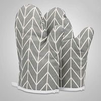 Yjdr 100% Cotton and Nice Printing Cotton Lining Oven Mitts Professional Heat Resistance Kitchen Oven Soft Cotton Gloves for Grilling Cooking Microwave BBQ Baking, with Soft Inner Lining